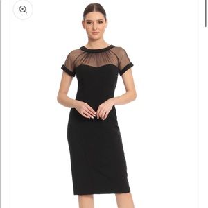 Maggy London Illusion Yoke Crepe Cocktail Dress